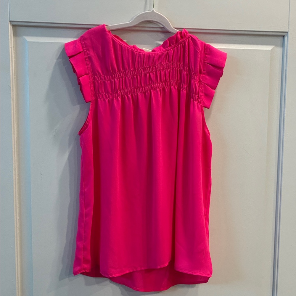 Chic Hot Pink Barbie Fuchsia Ruffled Blouse